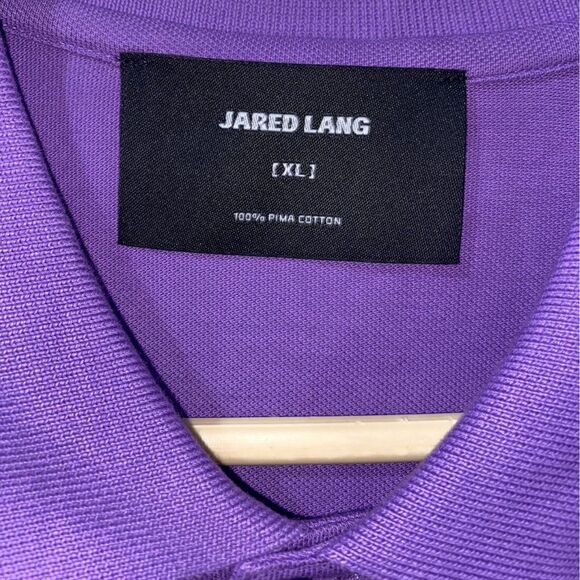 Jared Lang Knit Polo Shirt Purple Pima Cotton Lightning Bolt Embroidery Size XL - Picture 3 of 6